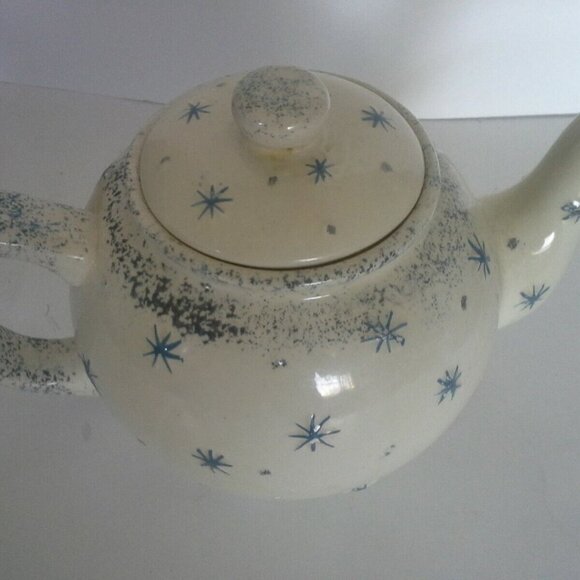 Snowman Winter Tea pot snowfalkes white - Picture 3 of 5